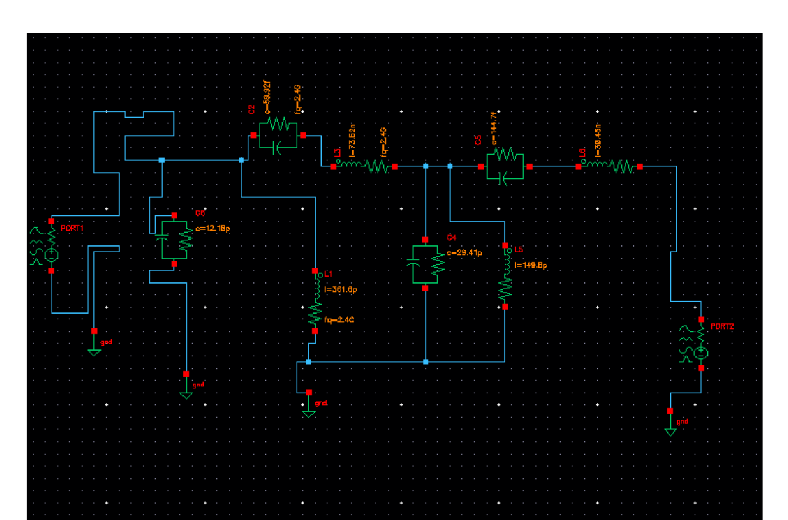 Cadence Virtuoso schematic of the 4th-order bandpass filter